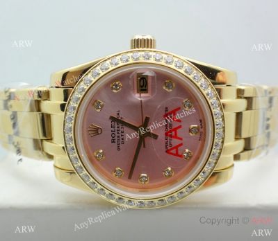 High Quality Rolex Masterpiece All Gold Pink Dial Watch 34mm